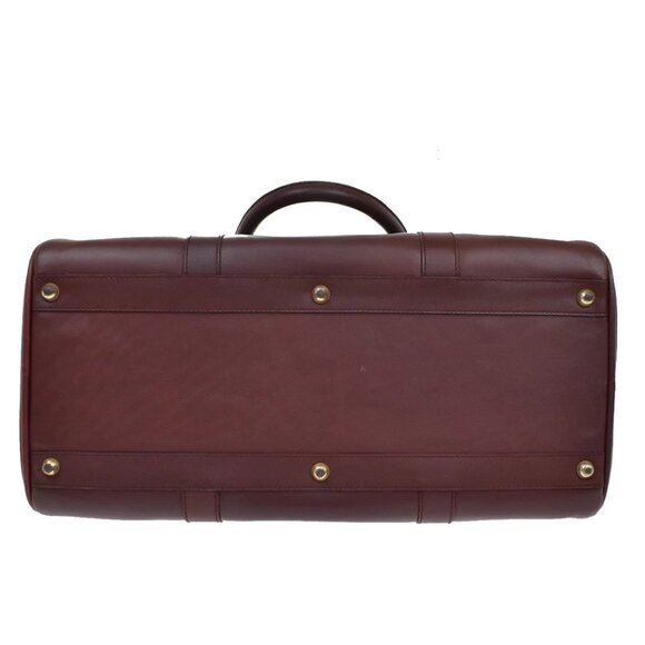 MUST DE CARTIER 2C Logo Hand Shoulder Bag Travel Leather Red 158-082225 - Picture 6 of 16